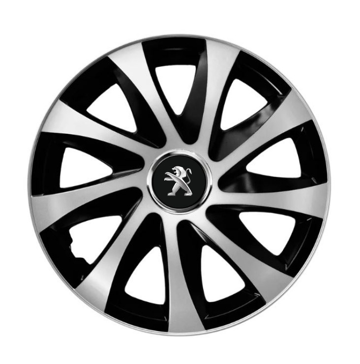 Set 4 capace roti drift exrta gri-negru r14 pentru gama auto peugeot