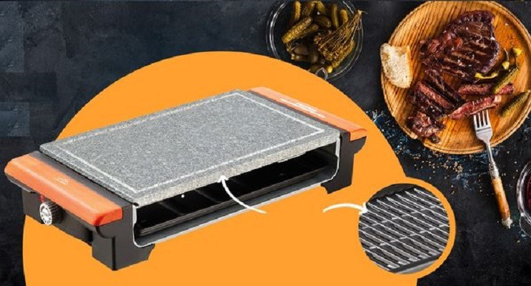 Gratar electric 2 in 1 eta vital 1162, 1300 w, piatra pentru preparare lenta,