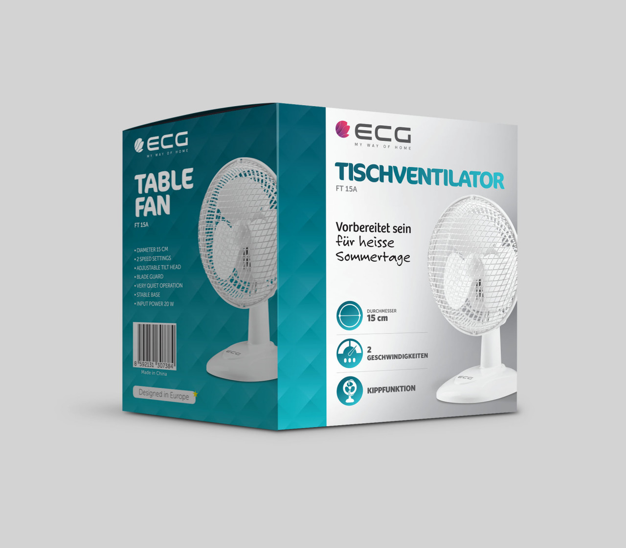 Ventilator de masa, ecg ft 15a, 20w, 15cm, 2 viteze, foarte silentios