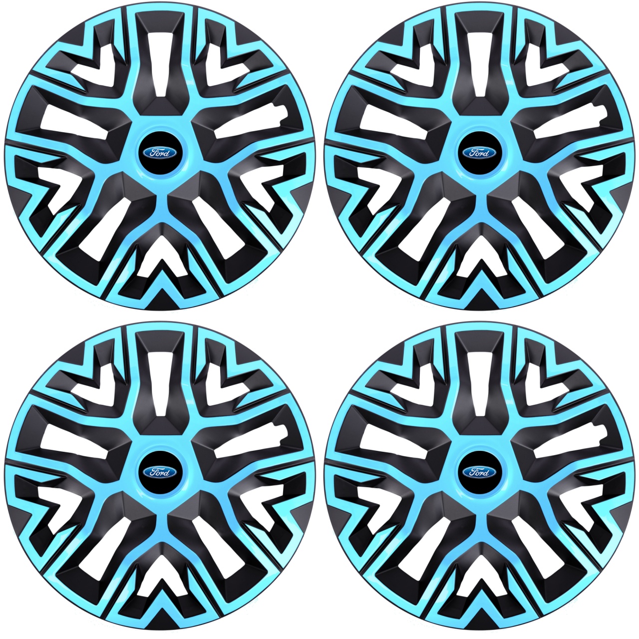 Set 4 capace roti 15 `` best azur-negru, compatibile cu ford