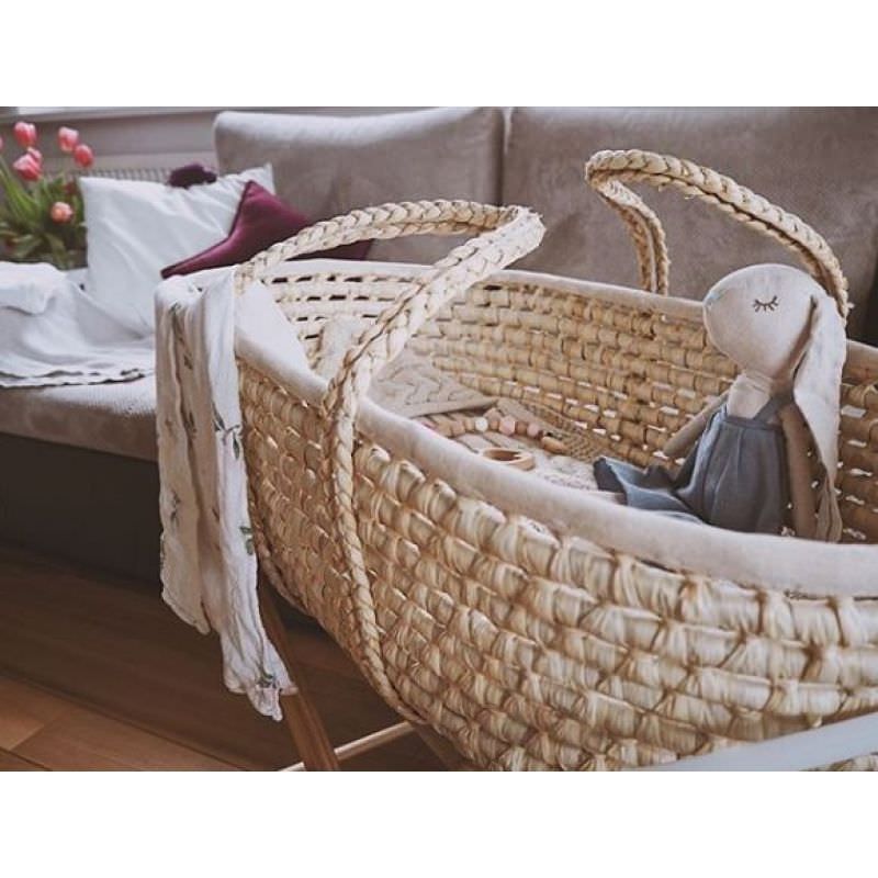 Cosulet bebe pentru dormit handmade din material ecologic ahoj baby natur cu stand