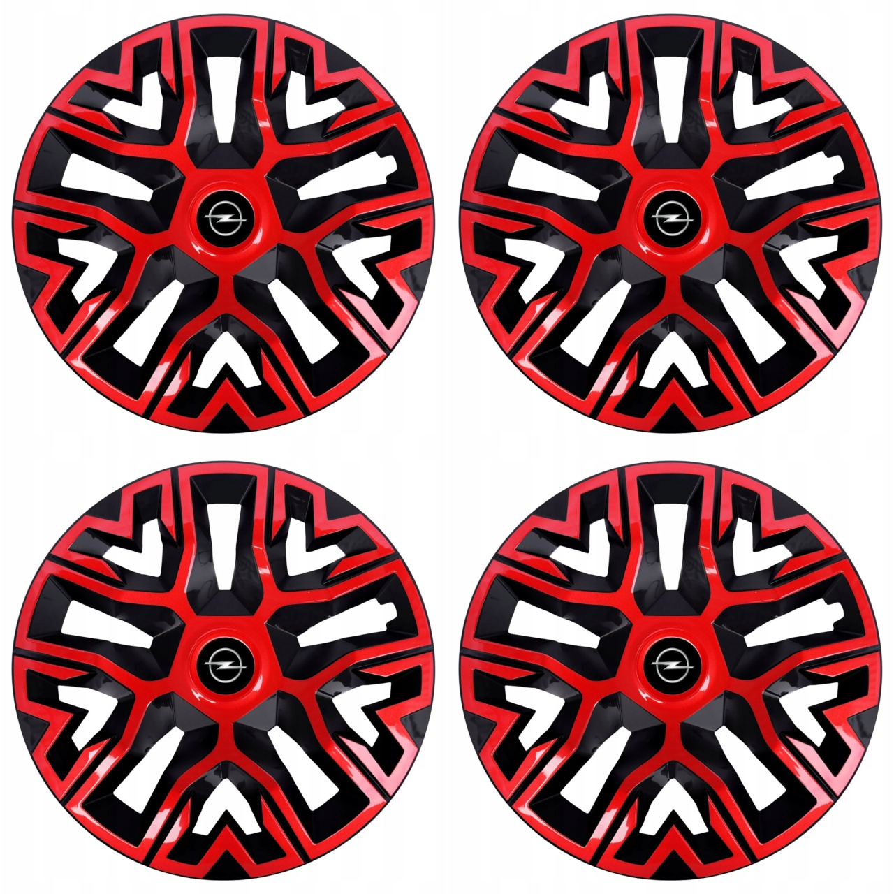 Set 4 capace roti 16 `` best rosu-negru, compatibile cu opel