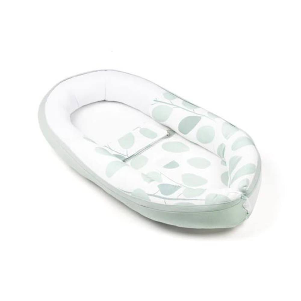 Baby nest din bumbac organic doomoo cocoon leaves aqua green