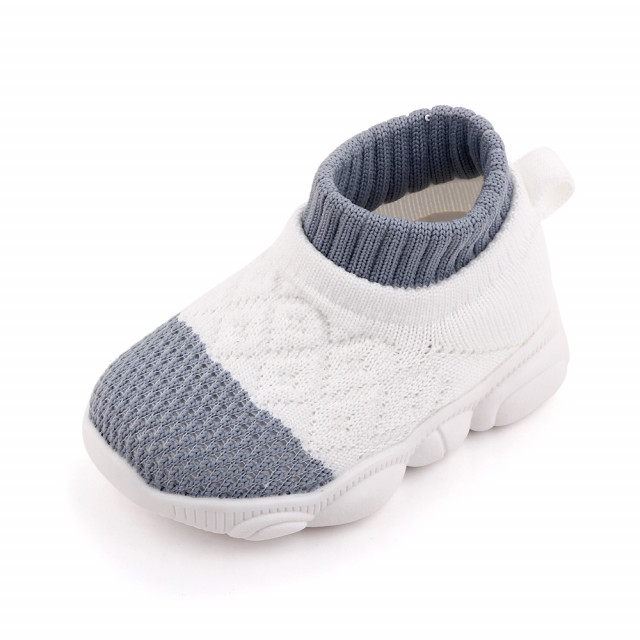 Mocasini albi cu gri tip adidas cu talpa antiderapanta (marime disponibila: