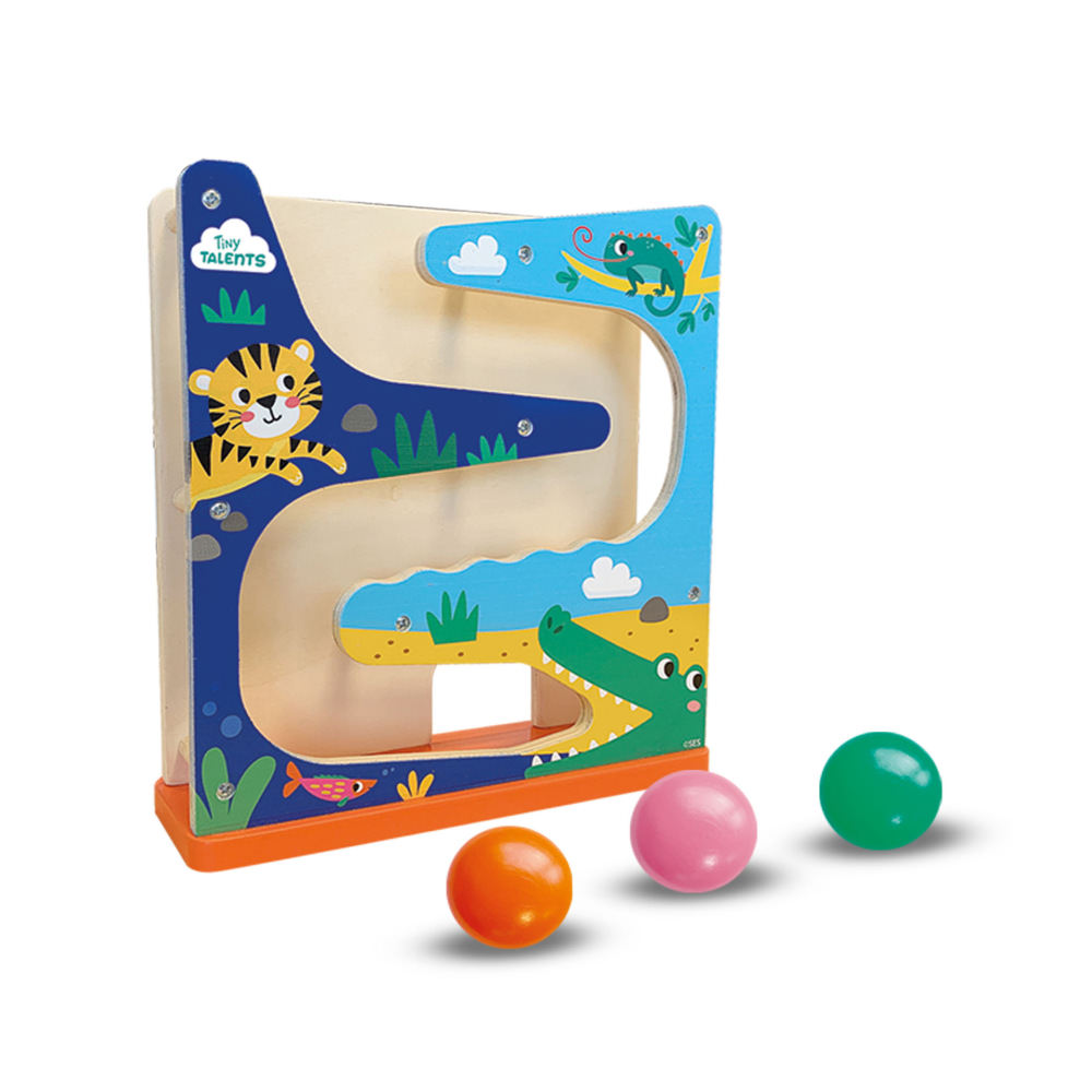 Set de joaca din lemn - traseu cu bile crocodil