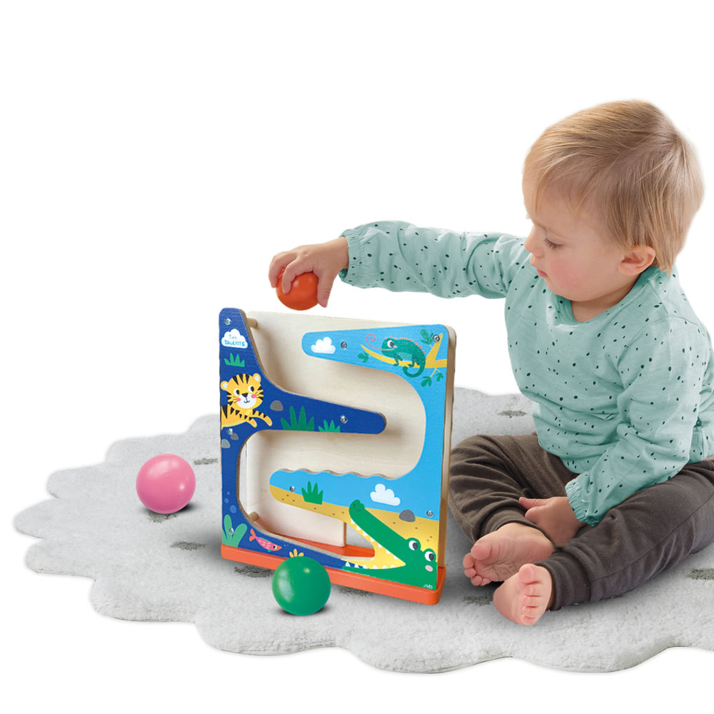 Set de joaca din lemn - traseu cu bile crocodil