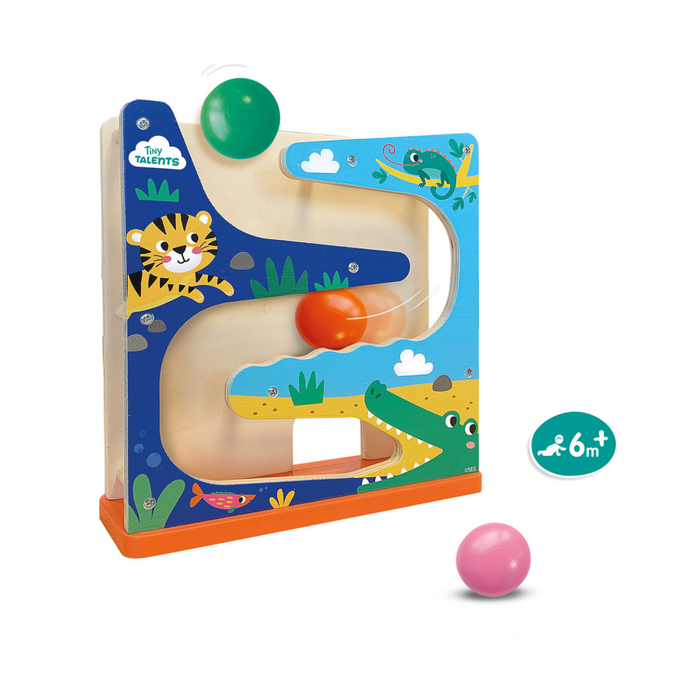 Set de joaca din lemn - traseu cu bile crocodil