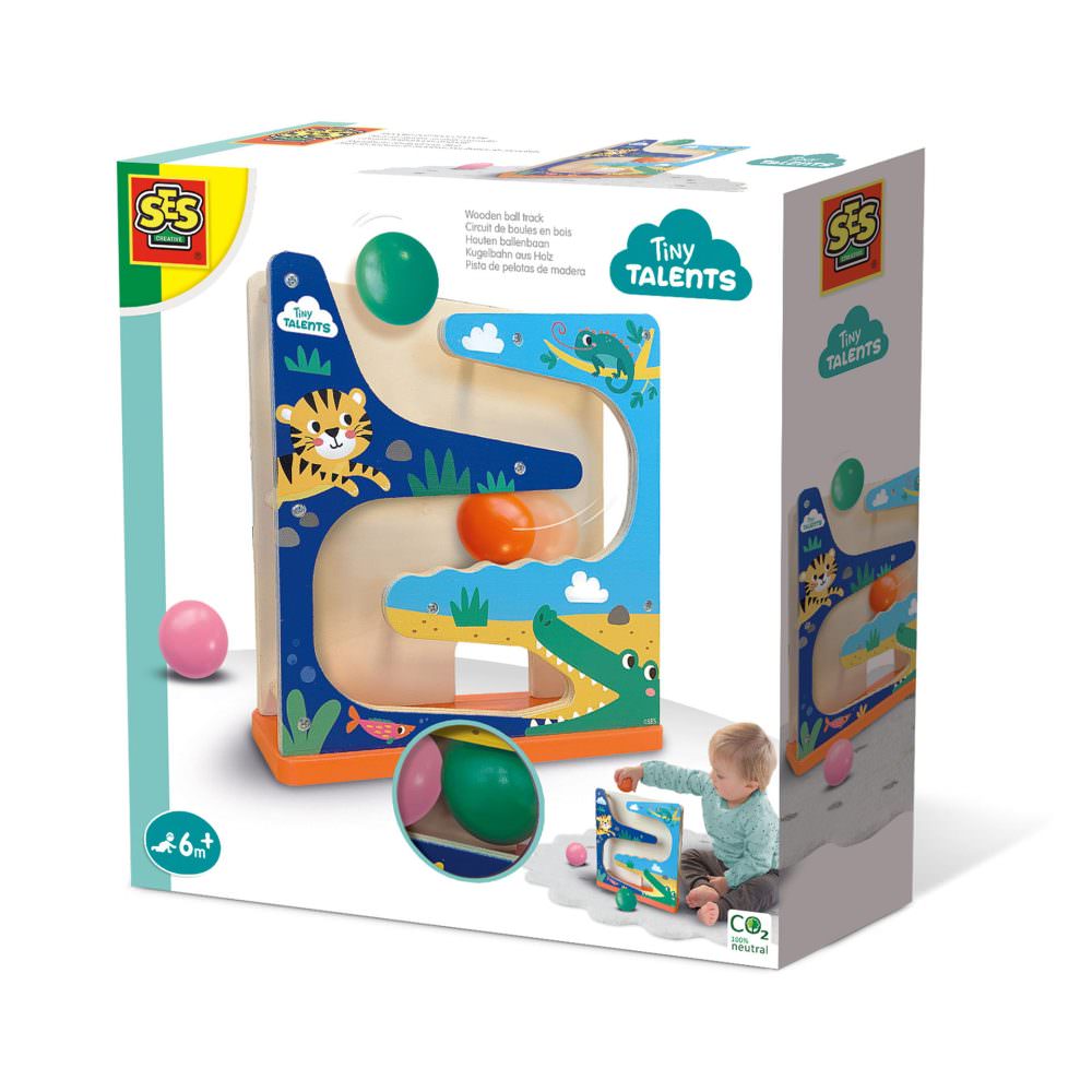 Set de joaca din lemn - traseu cu bile crocodil