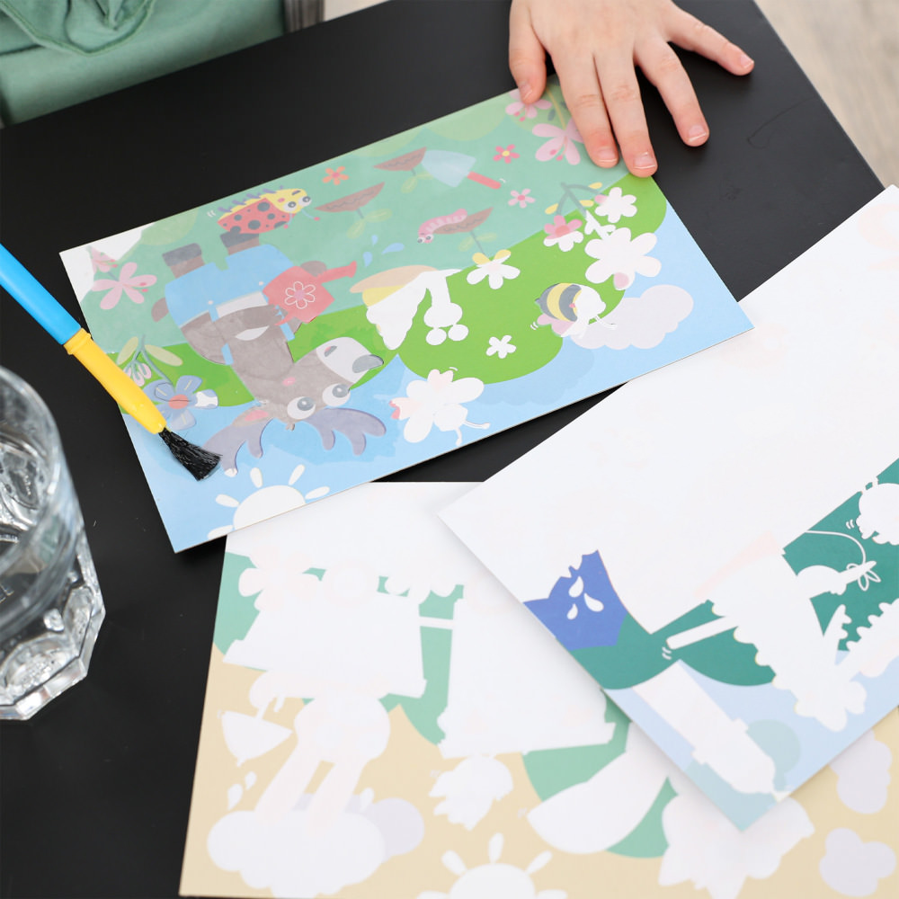 Set pictura cu apa animale, 8 planse, +12 luni