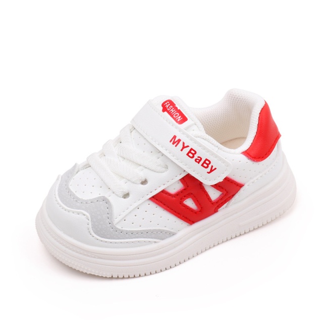 Adidasi albi cu insertii rosii pentru copii - mybaby (marime disponibila: