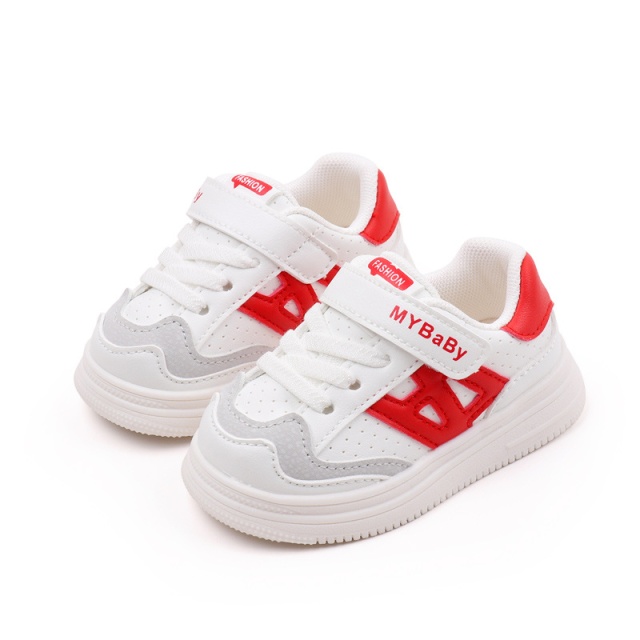 Adidasi albi cu insertii rosii pentru copii - mybaby (marime disponibila: