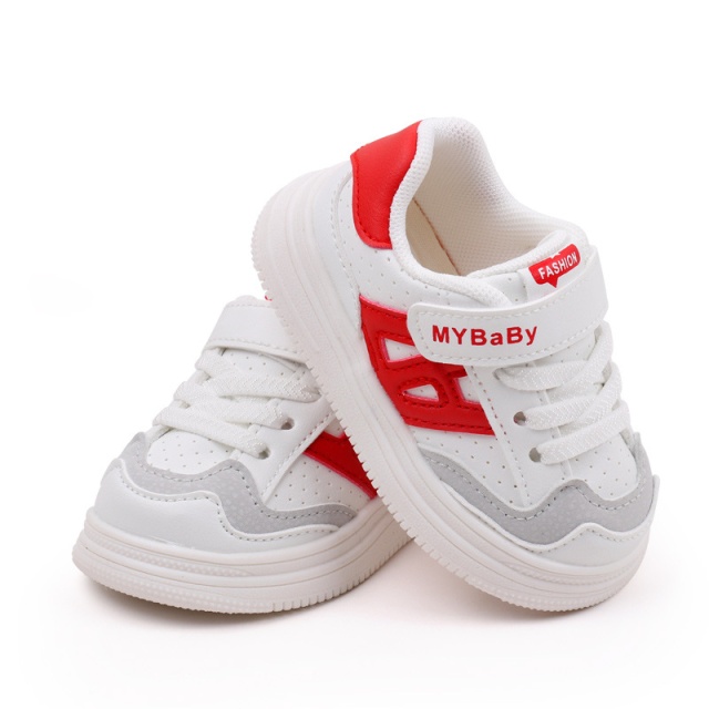 Adidasi albi cu insertii rosii pentru copii - mybaby (marime disponibila: