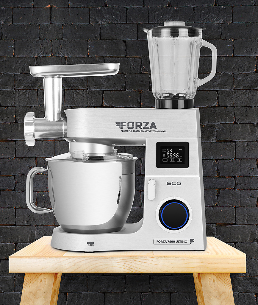 Robot de bucatarie ecg forza 7800 ultimo argento, 1800 w, 8 litri, lcd, sistem