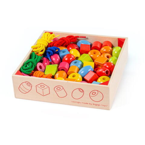 Set margele din lemn pentru insirat - bigjigs