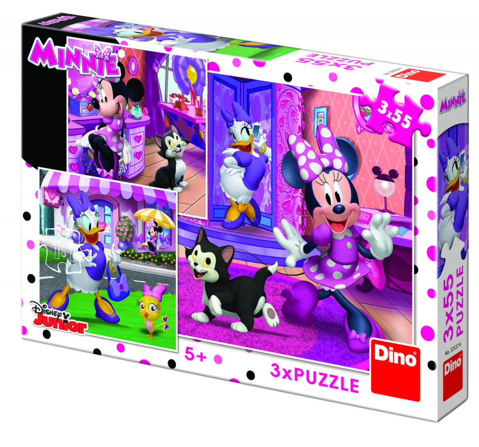Puzzle 3 in 1 - o zi cu minnie - 55 piese