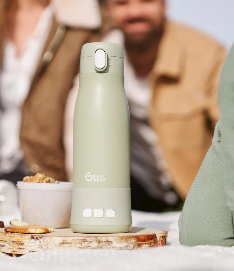 Incalzitor de biberoane portabil si reincarcabil babymoov moov & feed sage green