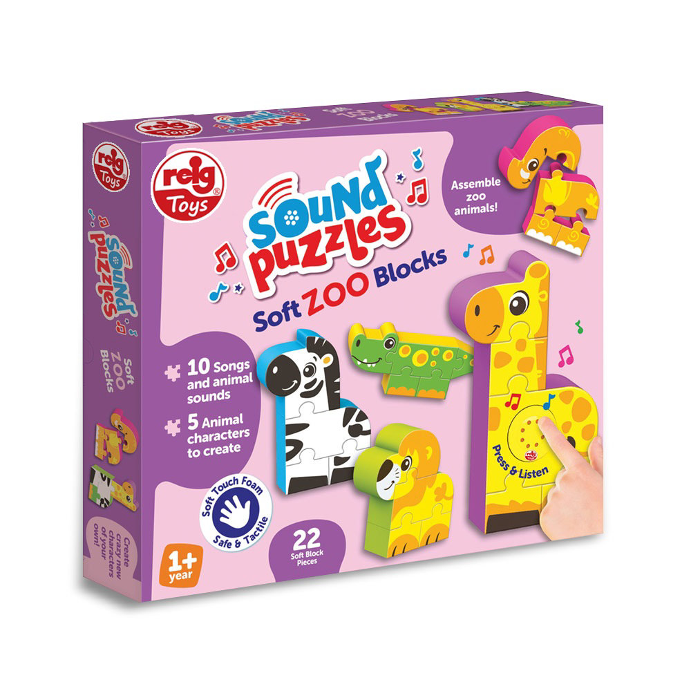 Puzzle blocks cu sunete - animale de la zoo