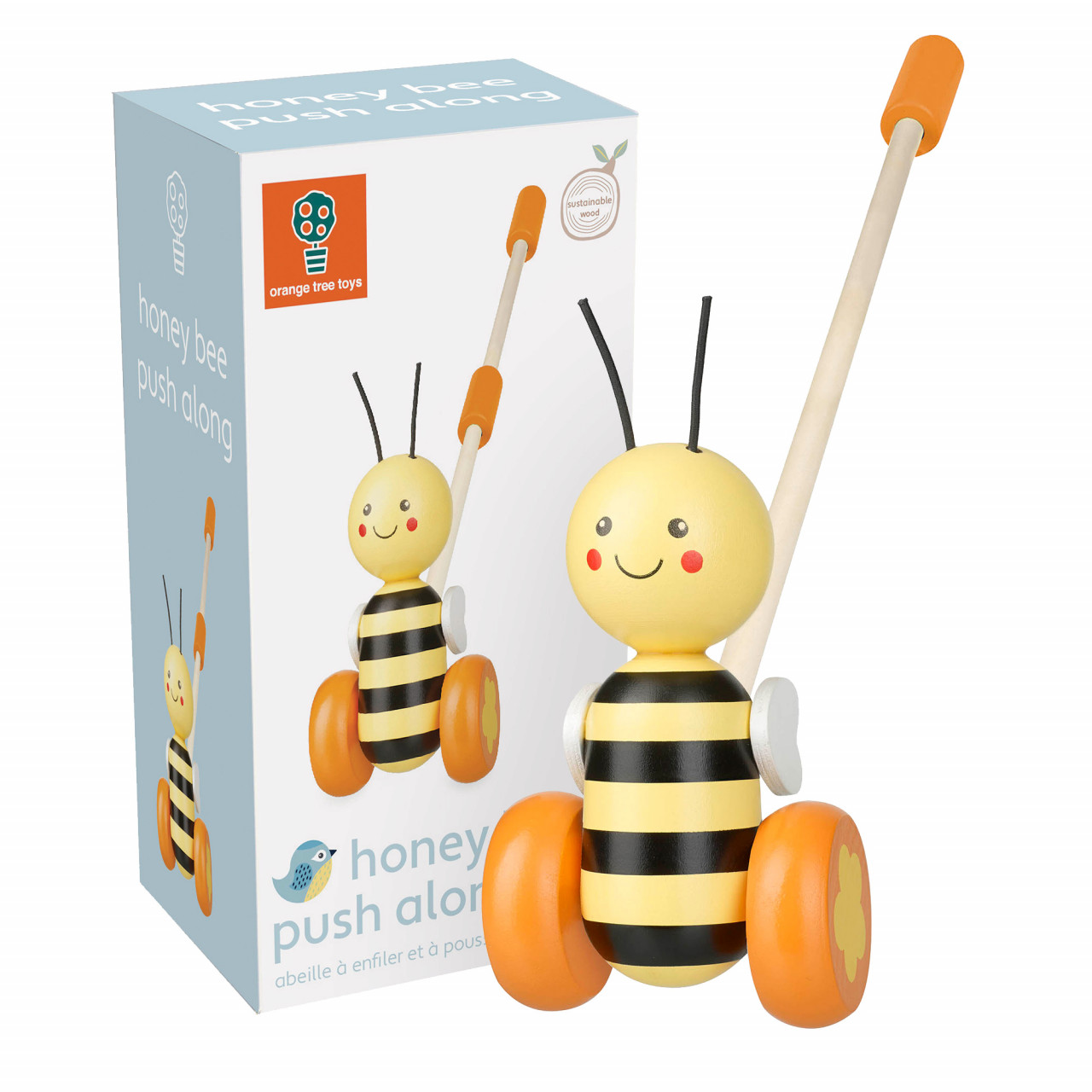 Jucarie de impins albinuta, orange tree toys