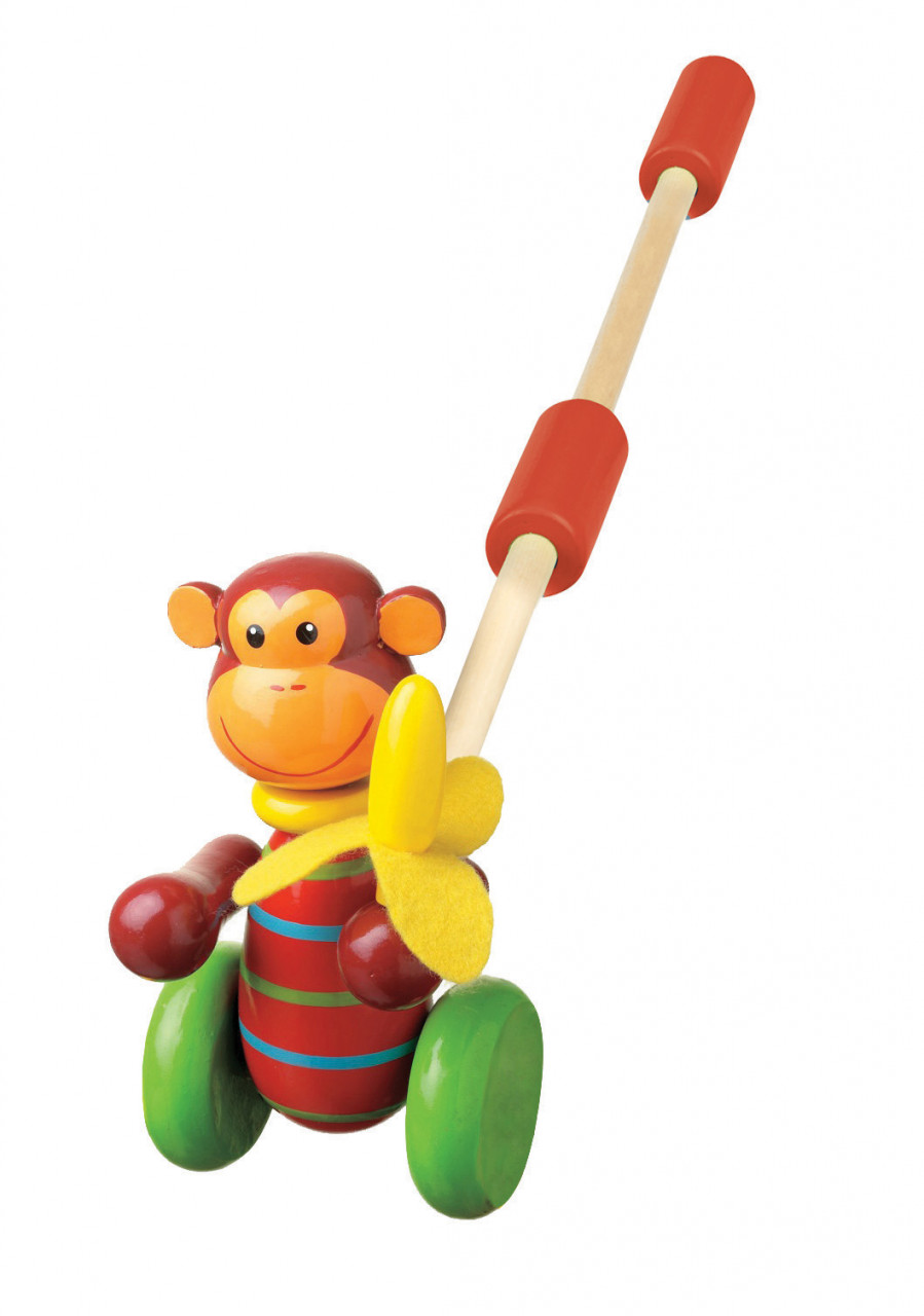 Jucarie de impins maimutica, orange tree toys