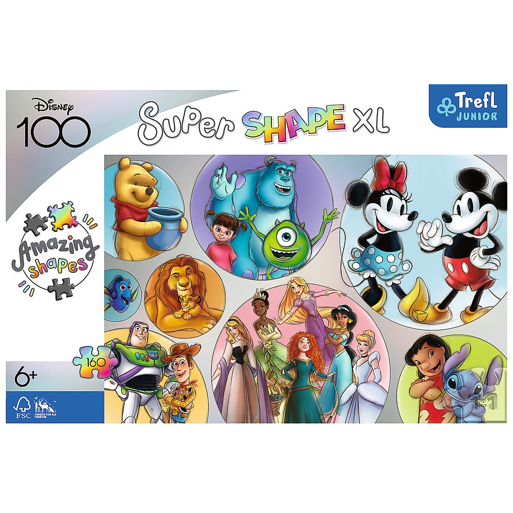 Puzzle trefl primo super shape xxl 160 disney 100 lumea disney