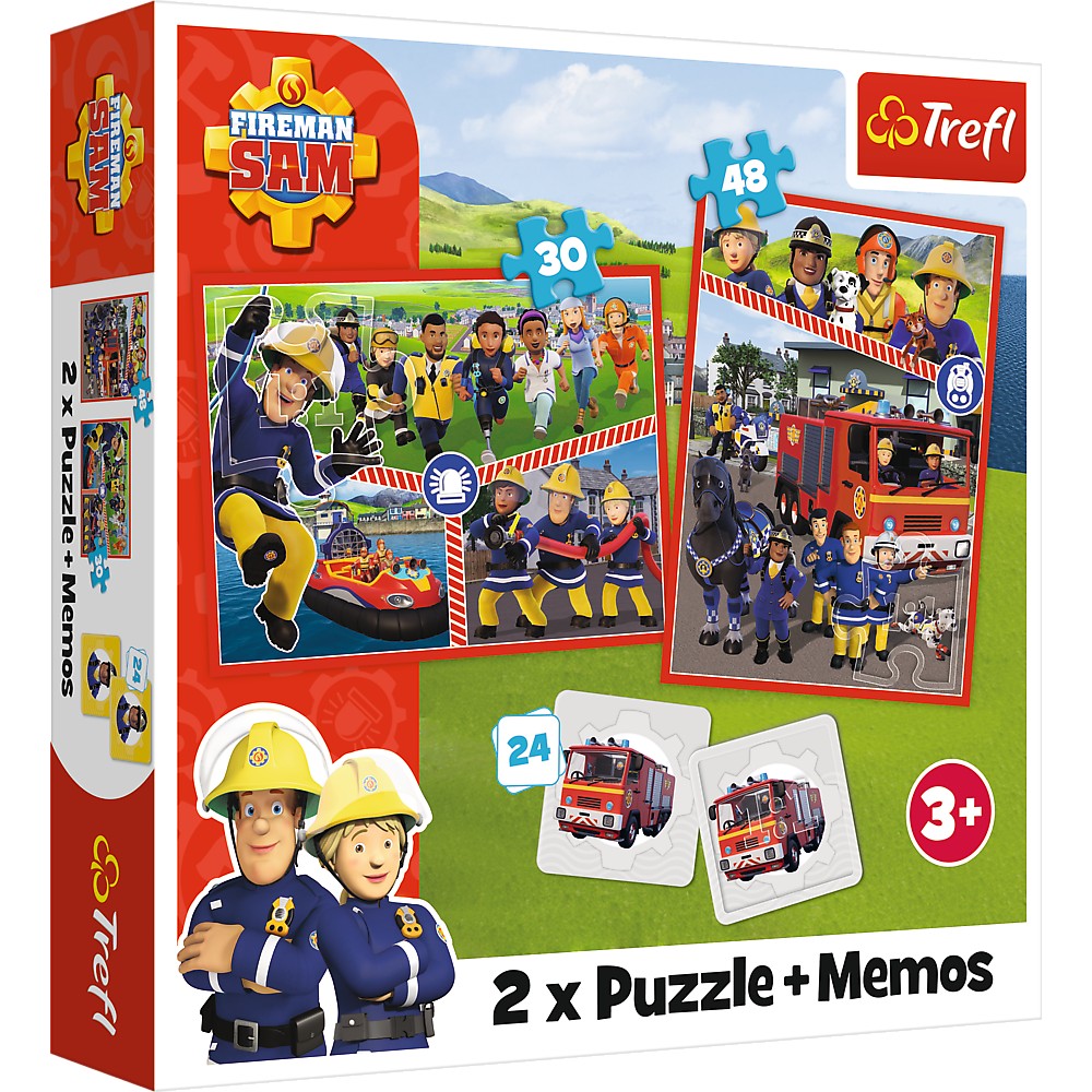 Puzzle trefl 2in1 memo pompierul sam echipa pompierilor