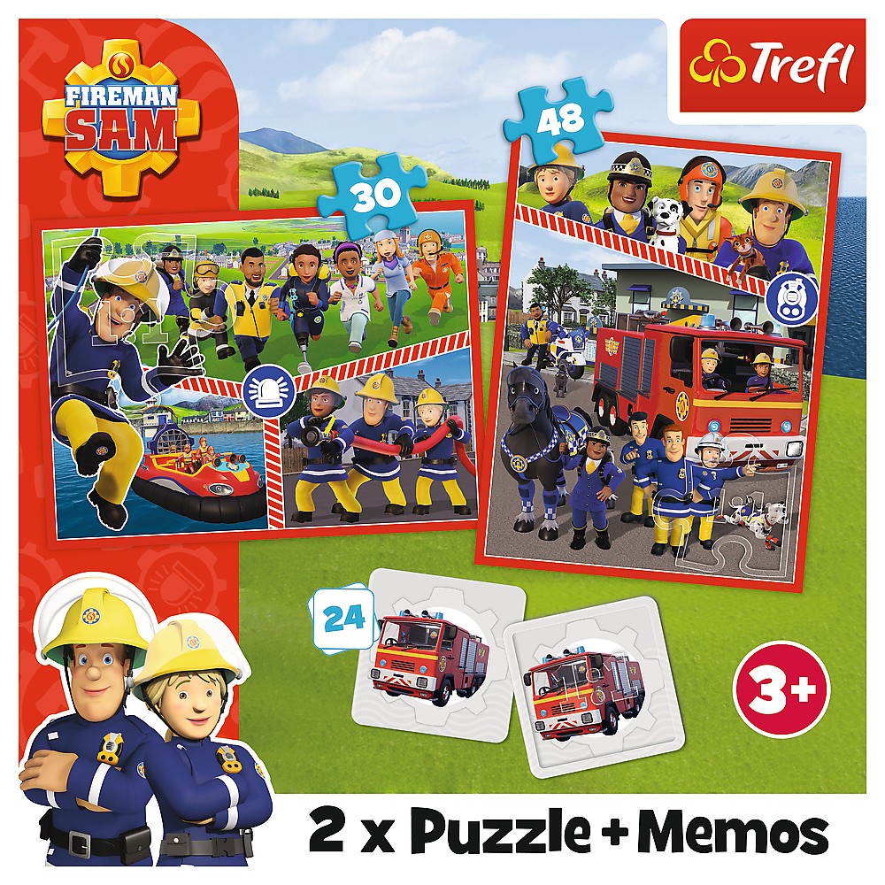 Puzzle trefl 2in1 memo pompierul sam echipa pompierilor