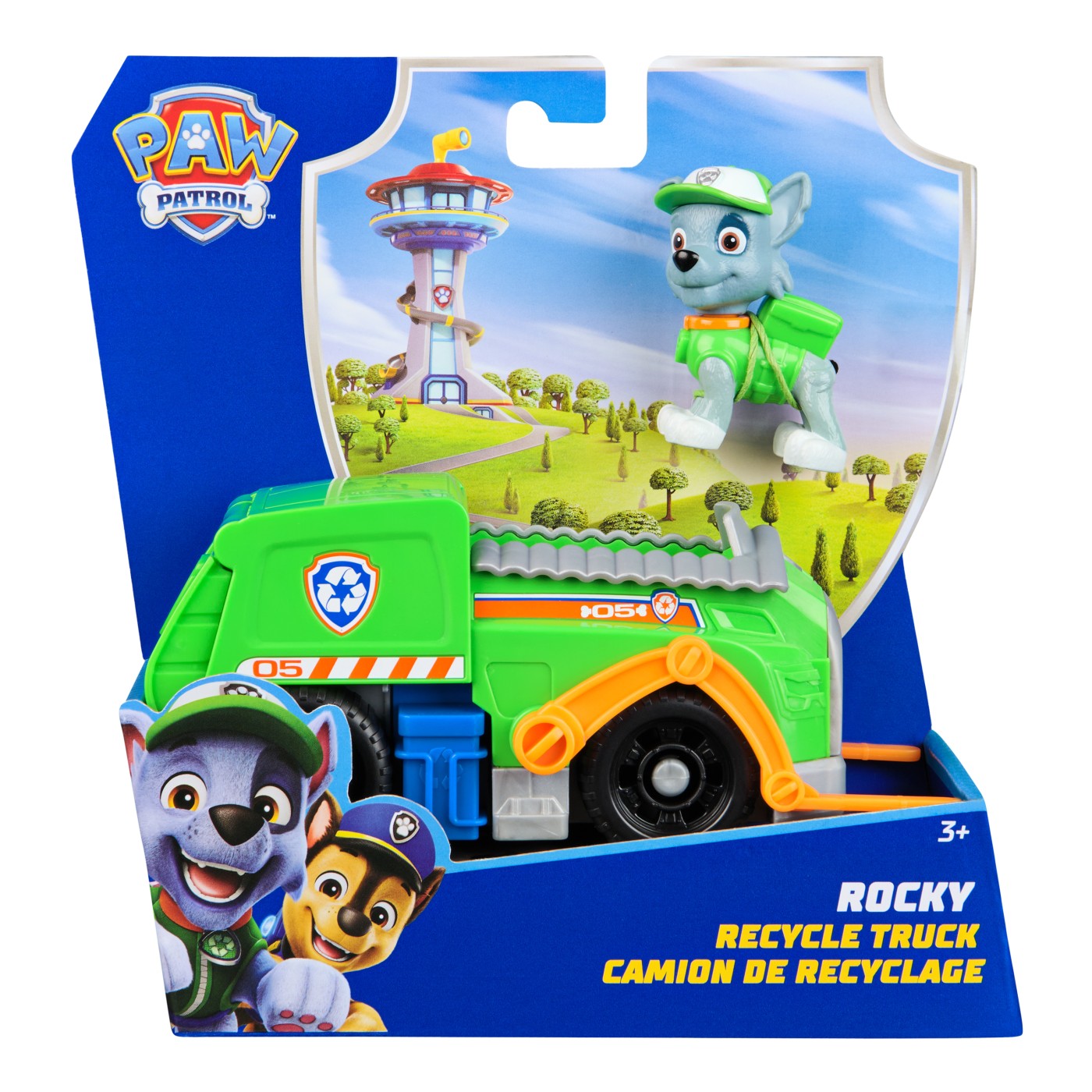 Patrula catelusilor set vehicul de baza camionul de reciclare si figurina rocky