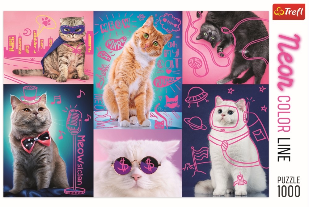 Puzzle trefl 1000 super pisici neon