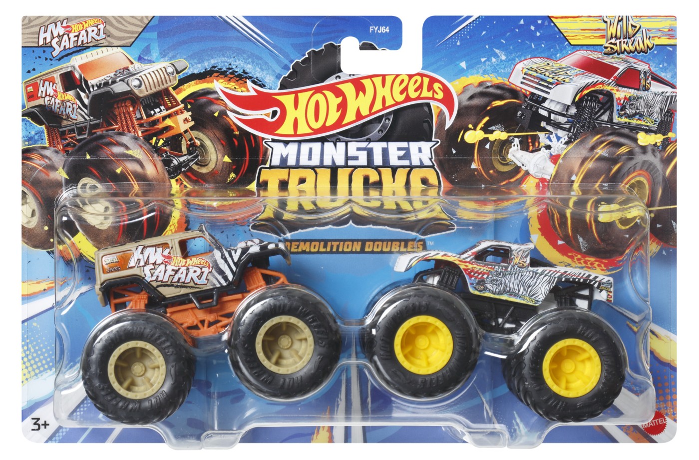 Hot wheels monster truck set 2 masini scara 1 la 64 hw safari si wild streak