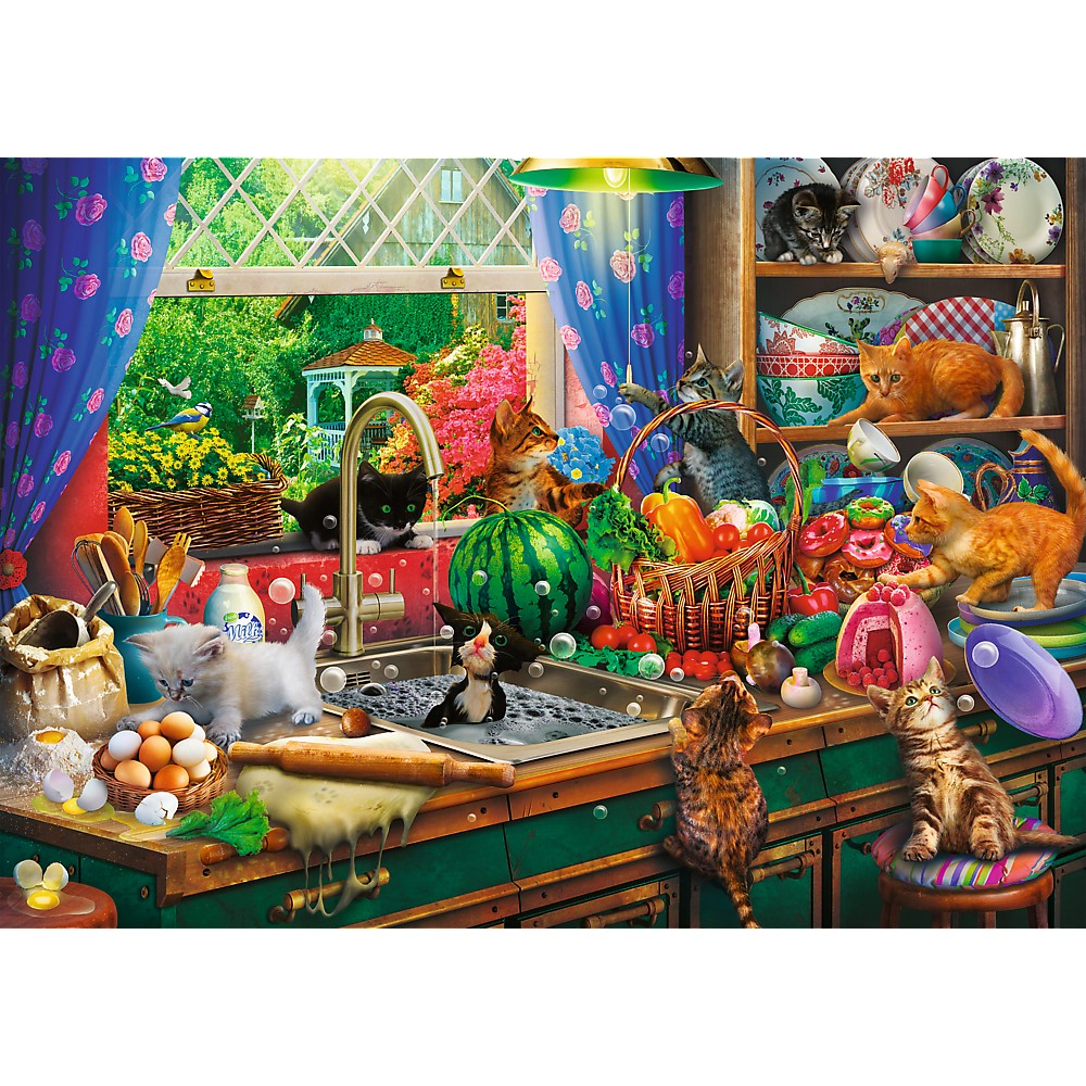 Puzzle trefl 1000 premium plus tea time pisici nazdravane