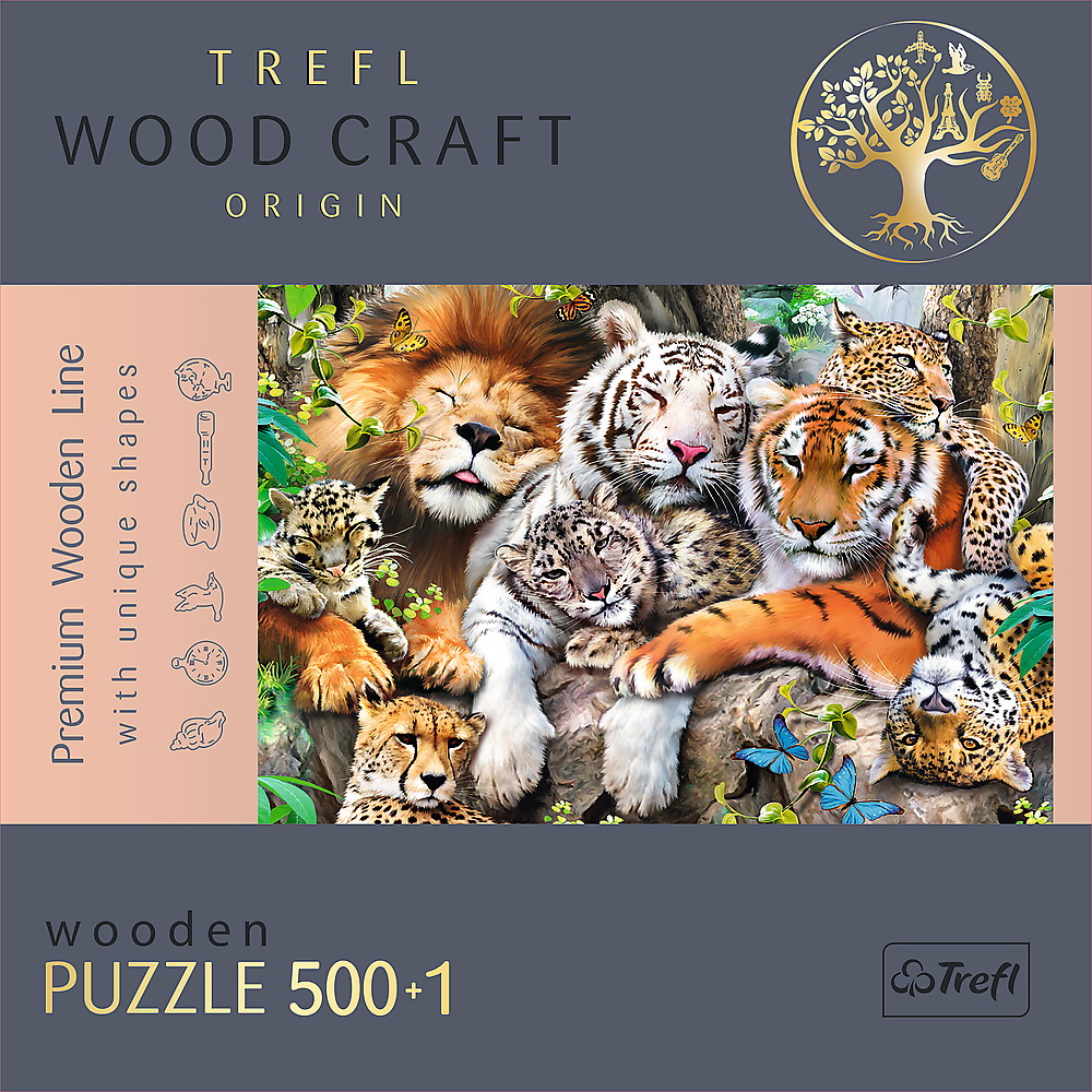 Puzzle trefl din lemn 500+1 piese felinele din jungla
