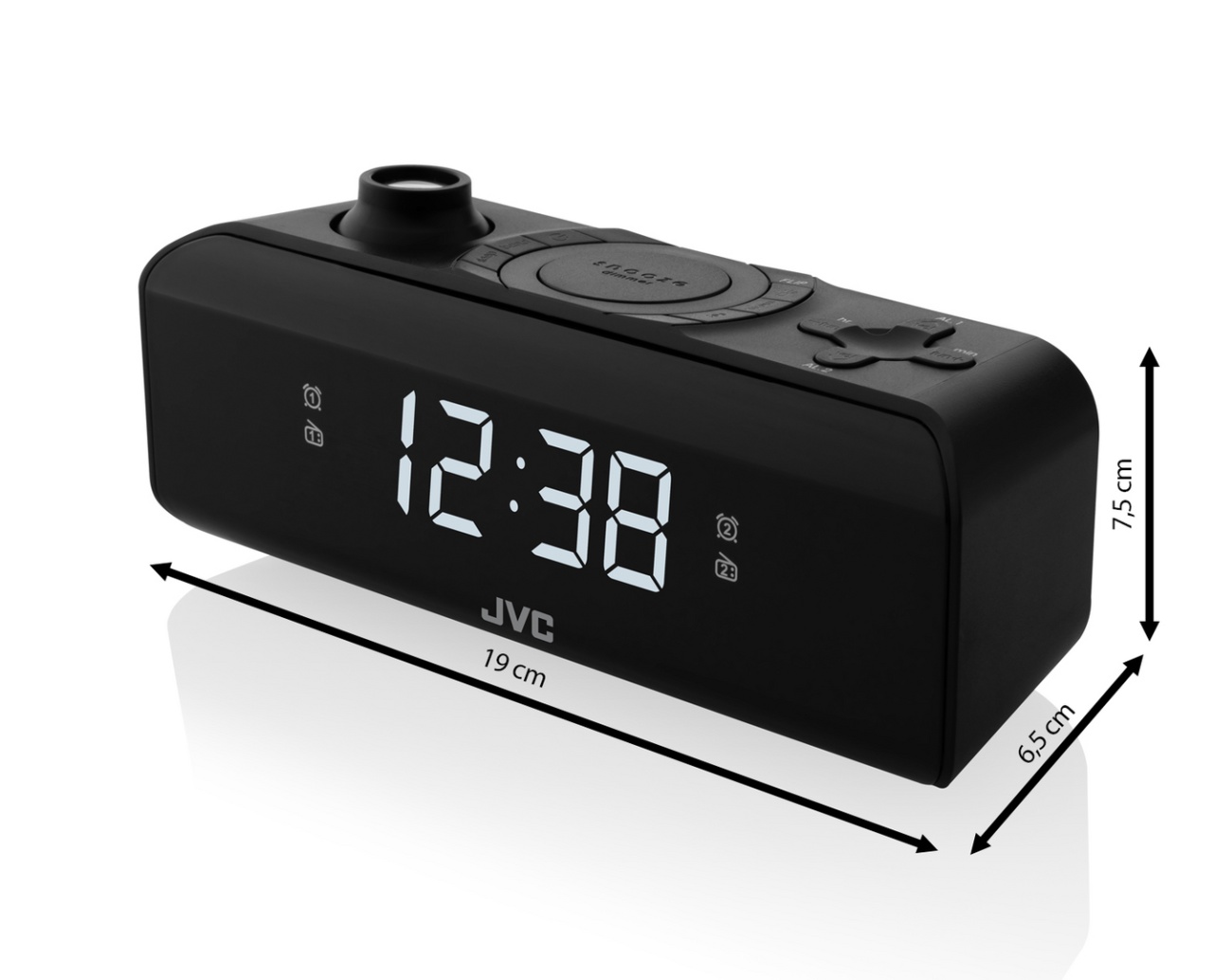 Resigilat - radio cu ceas si alarma jvc ra-e211b, proiectie ora, tuner digital