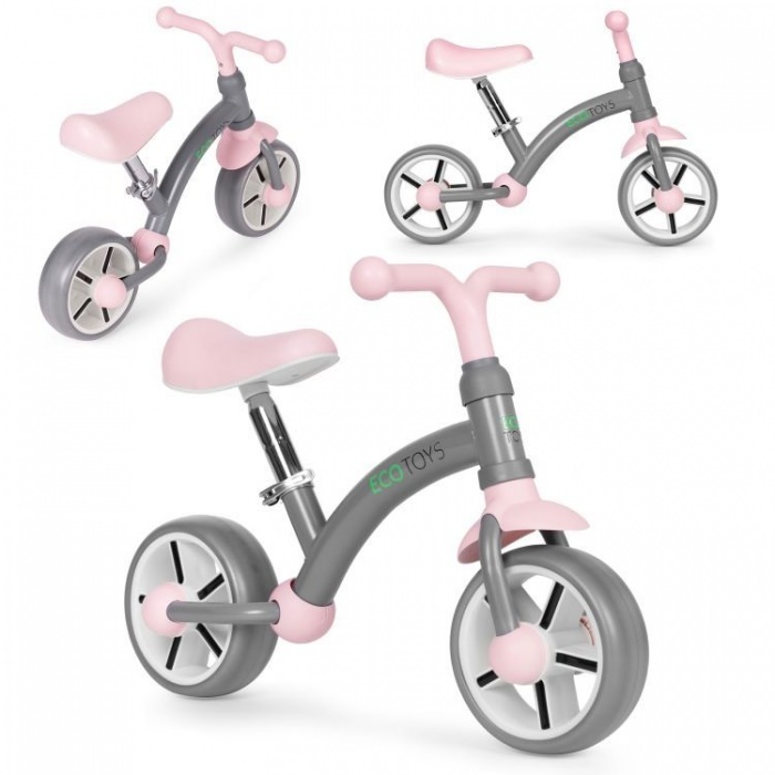 Bicicleta fara pedale pentru copii ecotoys lc-v1252 - gri-roz