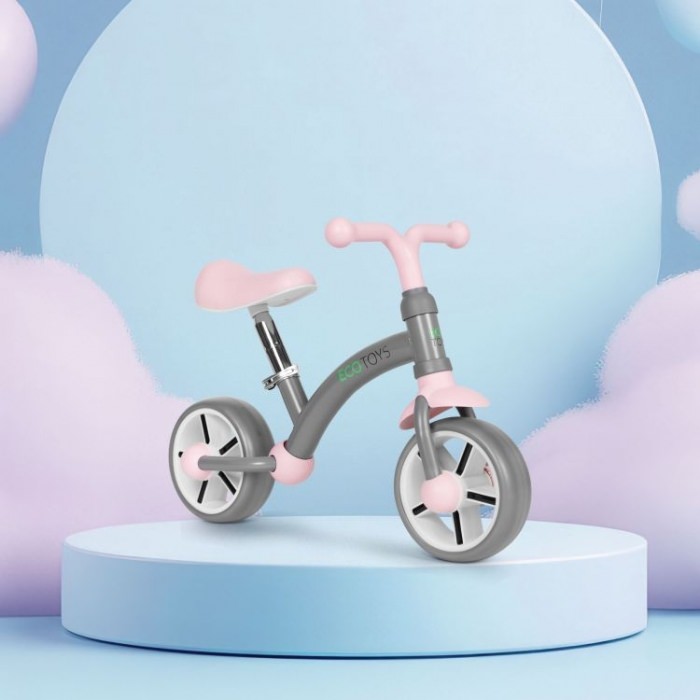 Bicicleta fara pedale pentru copii ecotoys lc-v1252 - gri-roz