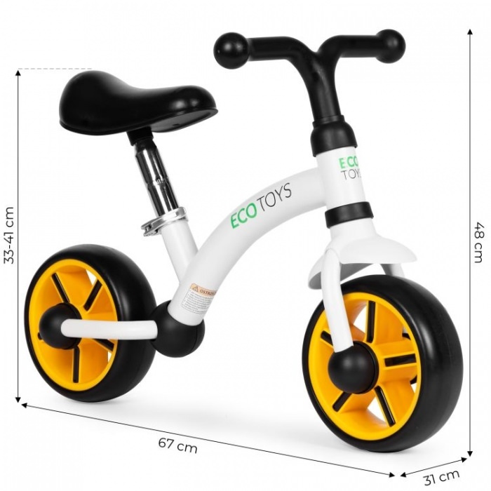 Bicicleta fara pedale pentru copii ecotoys lc-v1252 - negru-portocaliu