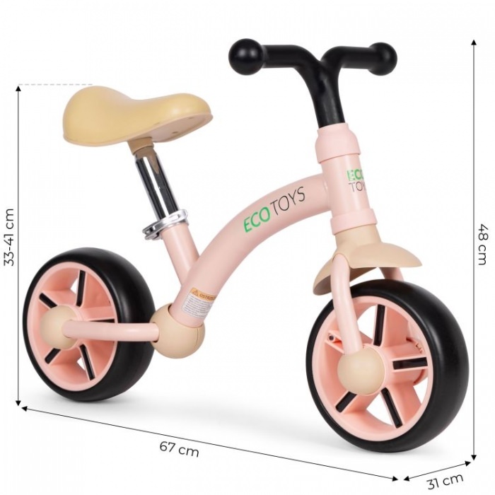 Bicicleta fara pedale pentru copii ecotoys lc-v1252 - roz