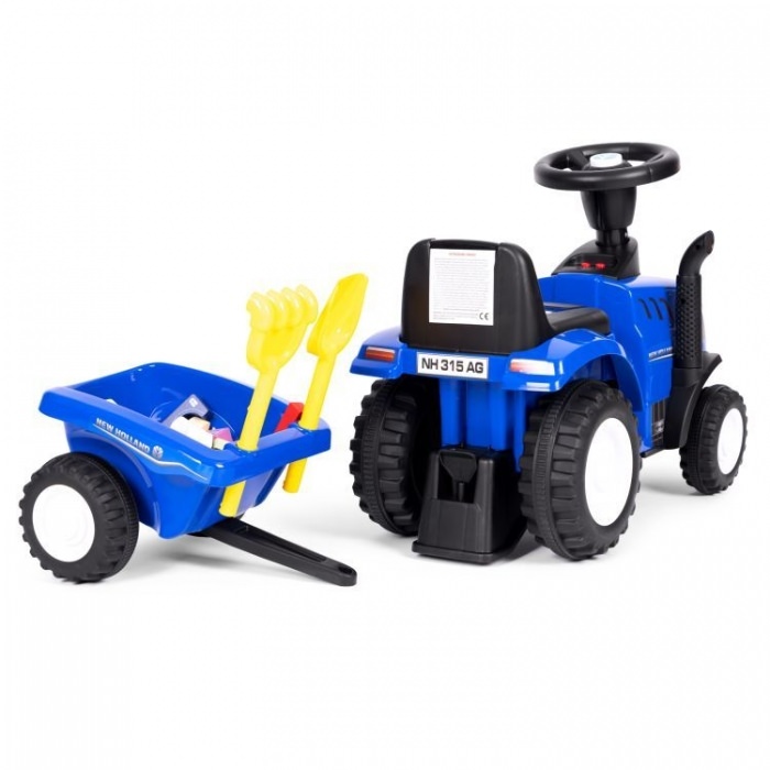 Tractor de impins new holland cu remorca pentru copii 658t - albastru