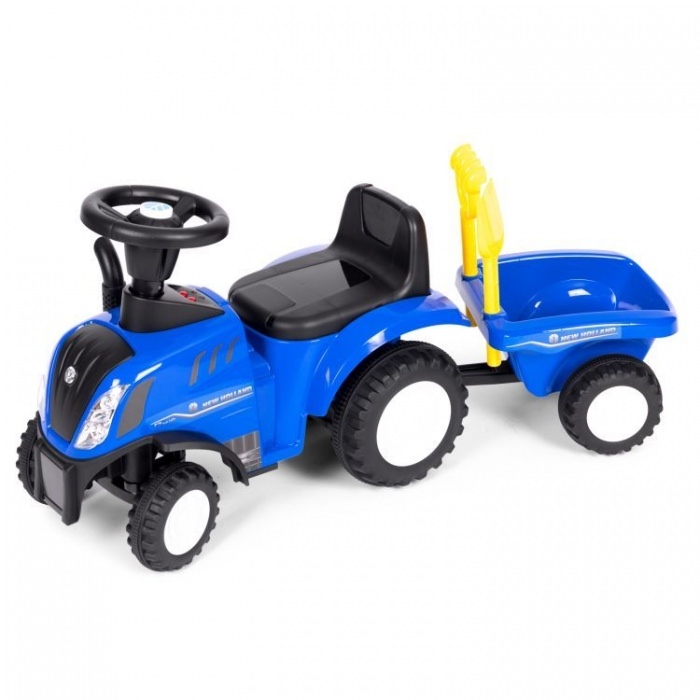 Tractor de impins new holland cu remorca pentru copii 658t - albastru
