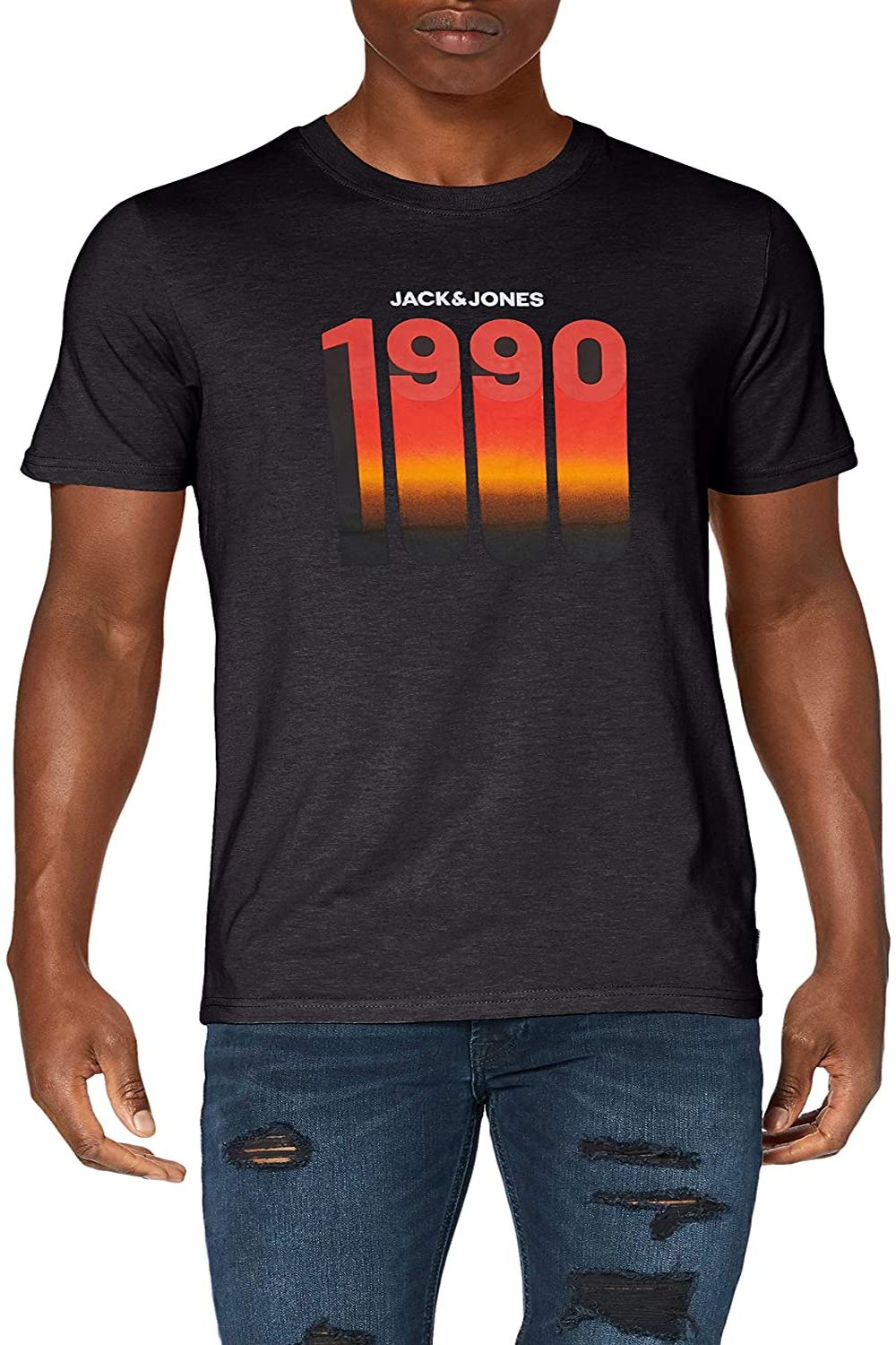 Tricou Jack & Jones cu imprimeu 1990, Negru, Marimea M
