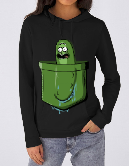 Hoodie dama cu gluga pocket pickle negru