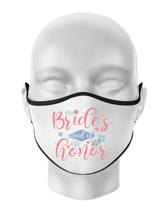 Masca personalizata reutilizabila brides maid of honor alb