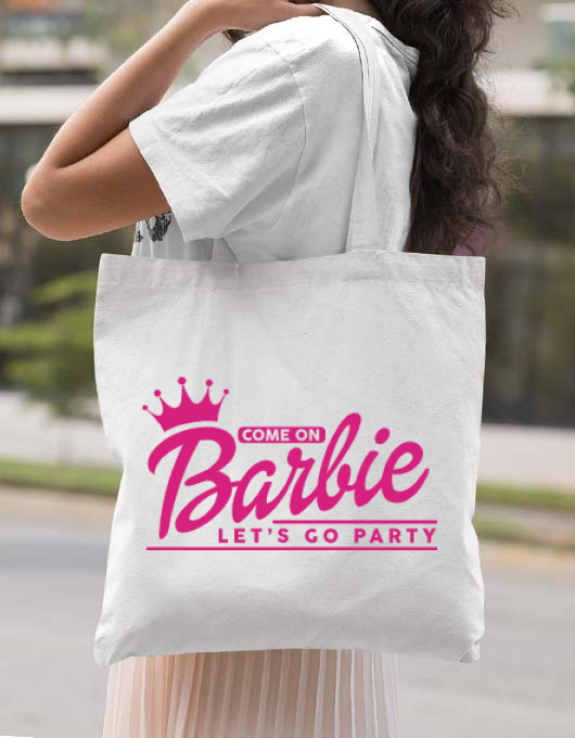 Sacosa personalizata petrecerea burlacitelor come on barbie alb