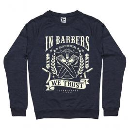Bluza adler barbat in barbers we trust denim inchis