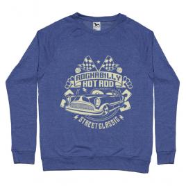 Bluza adler barbat rockabilly hotrod albastru melanj