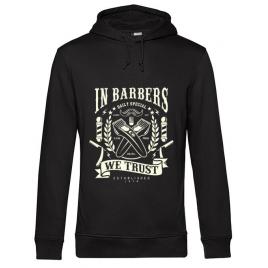 Hoodie barbat cu gluga in barbers we trust negru