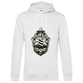 Hoodie barbat cu gluga lighthouse alb