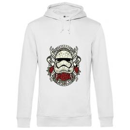 Hoodie barbat cu gluga sugar skull trooper alb
