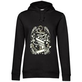 Hoodie dama cu gluga heart and anchor negru