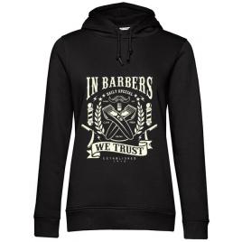 Hoodie dama cu gluga in barbers we trust negru