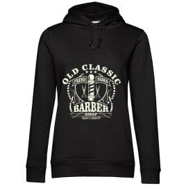 Hoodie dama cu gluga old classic barber negru
